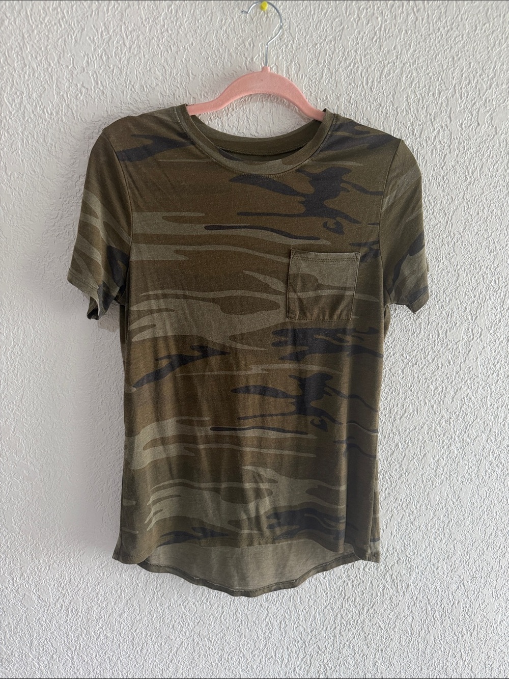 Zoe + Liv Olive and Dark Camo Pocket Tee - Short Sleeve